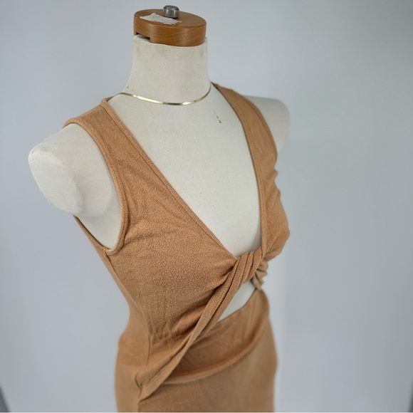 LNA REVOLVE Jonas Twist Front Camel Organic Modern MIDI Dress - Picture 4 of 6